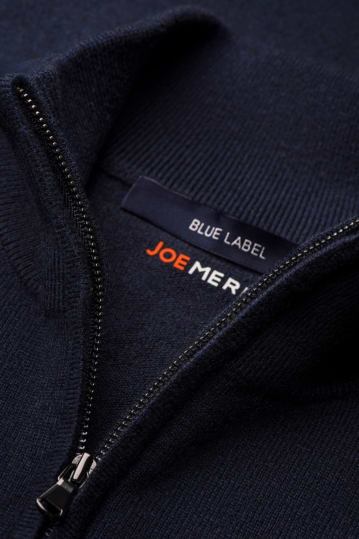 Blue Label Merino Cashmere Zip Navy Blue - Base Image