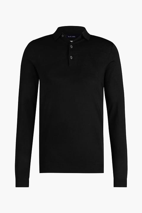 Blue Label Polo Buttons Long Sleeve Deep Black - Base Image