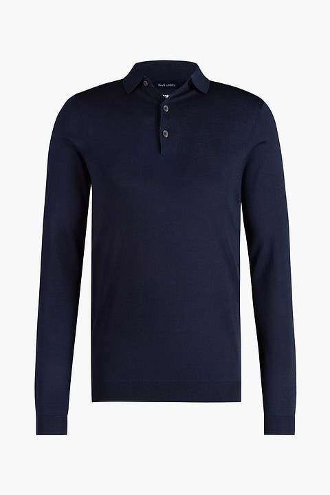 Blue Label Polo Buttons Long Sleeve Navy Blue - Base Image