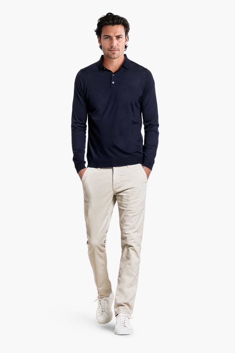Blue Label Polo Buttons Long Sleeve Navy Blue