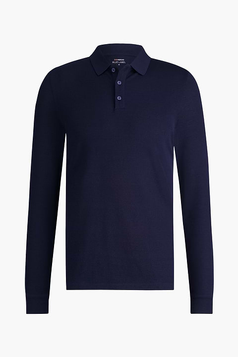 Blue Label Polo Pique Long Sleeve Navy Blue - Base Image
