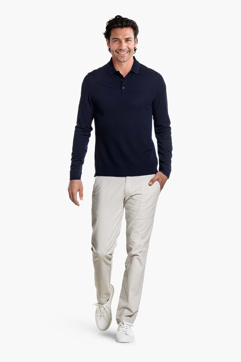 Blue Label Polo Pique Long Sleeve Navy Blue