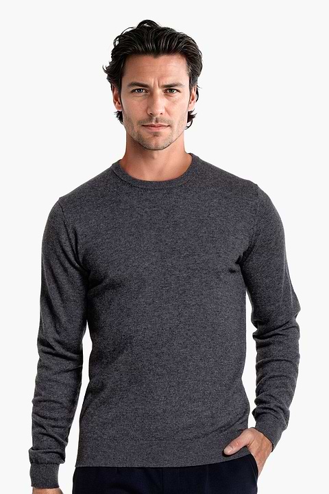 Blue Label Merino Cashmere Crew Antra Grey - Base Image