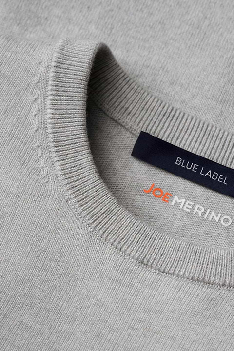 Blue Label Merino Cashmere Crew Light Grey - Base Image