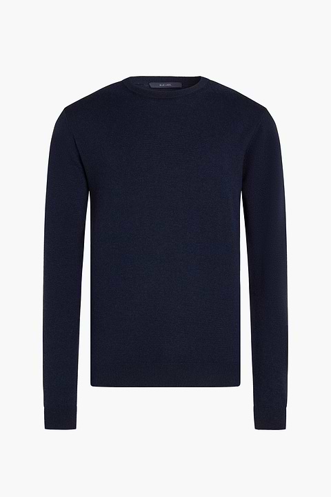 Blue Label Merino Cashmere Crew Navy Blue - Base Image