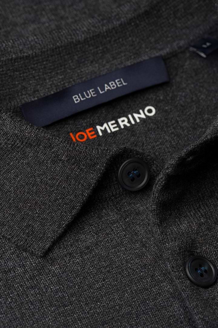 Blue Label Merino Cashmere Polo Long Sleeve Antra Grey - Base Image