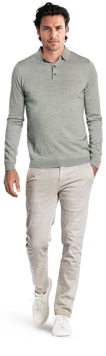 Blue Label Polo Buttons Long Sleeve Hazy Green