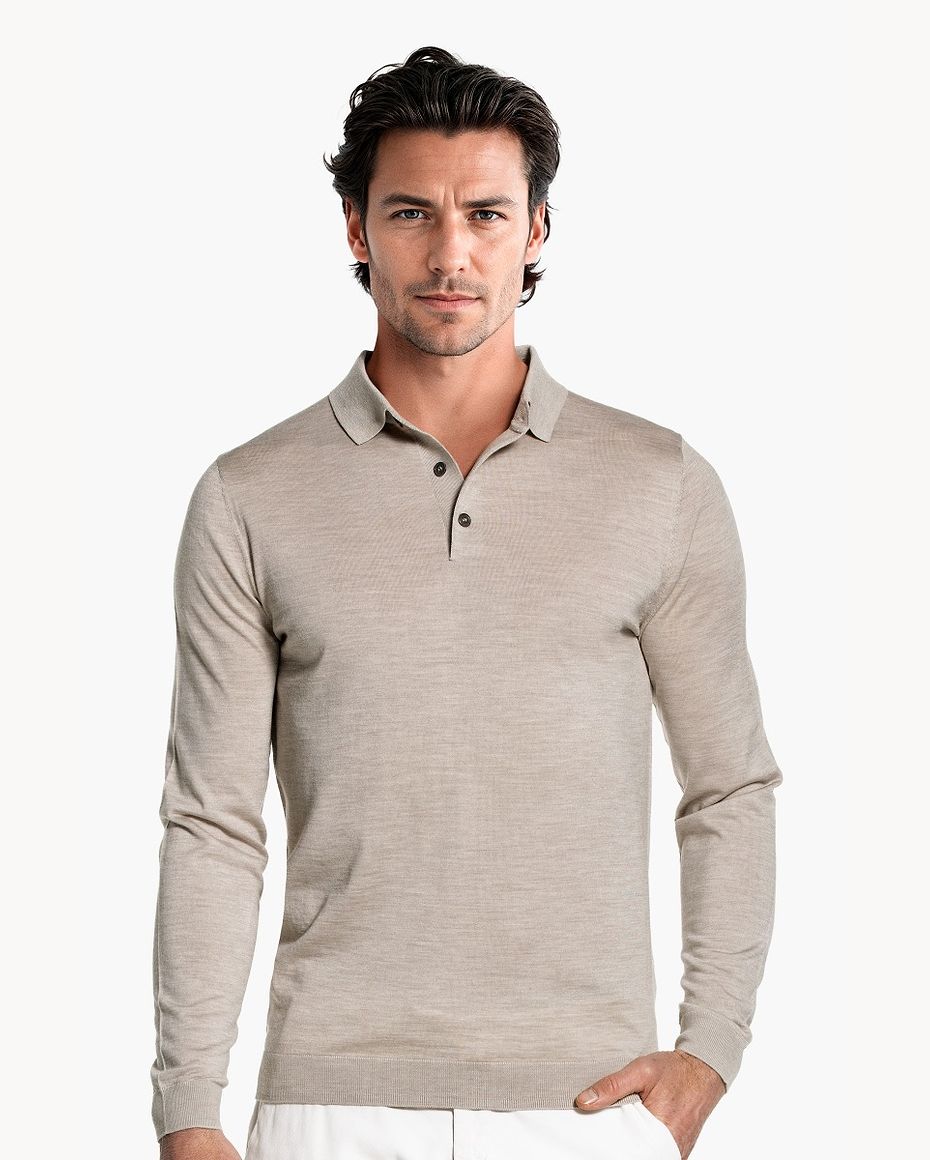 Blue Label Polo Buttons Long Sleeve Limestone Beige