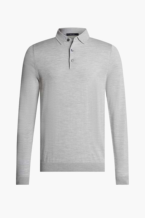 Blue Label Polo Buttons Long Sleeve Limestone Grey - Base Image