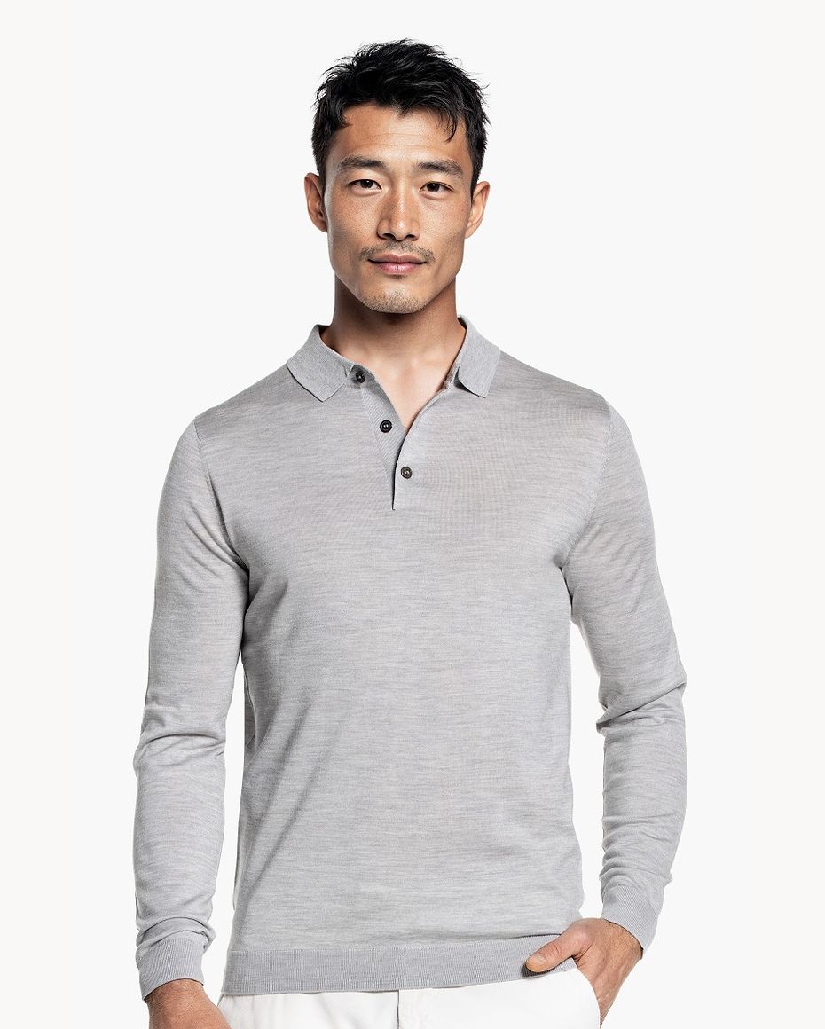 Blue Label Polo Buttons Long Sleeve Limestone Grey