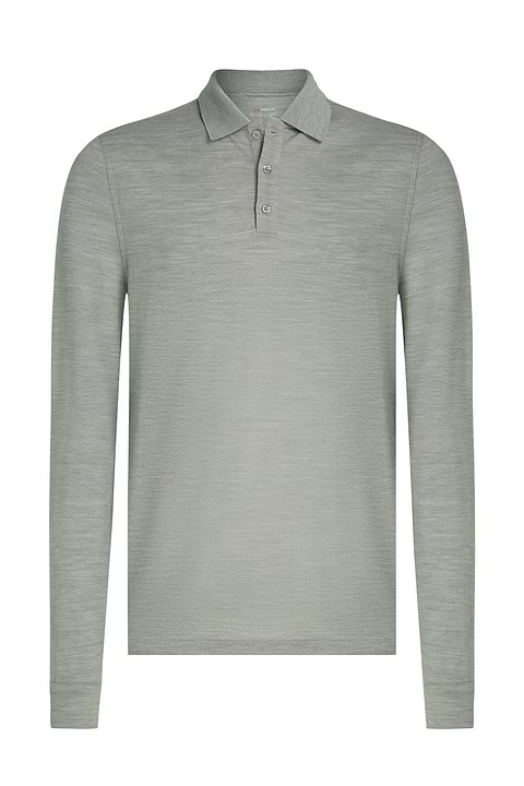 Blue Label Polo Pique Long Sleeve Hazy Green - Base Image
