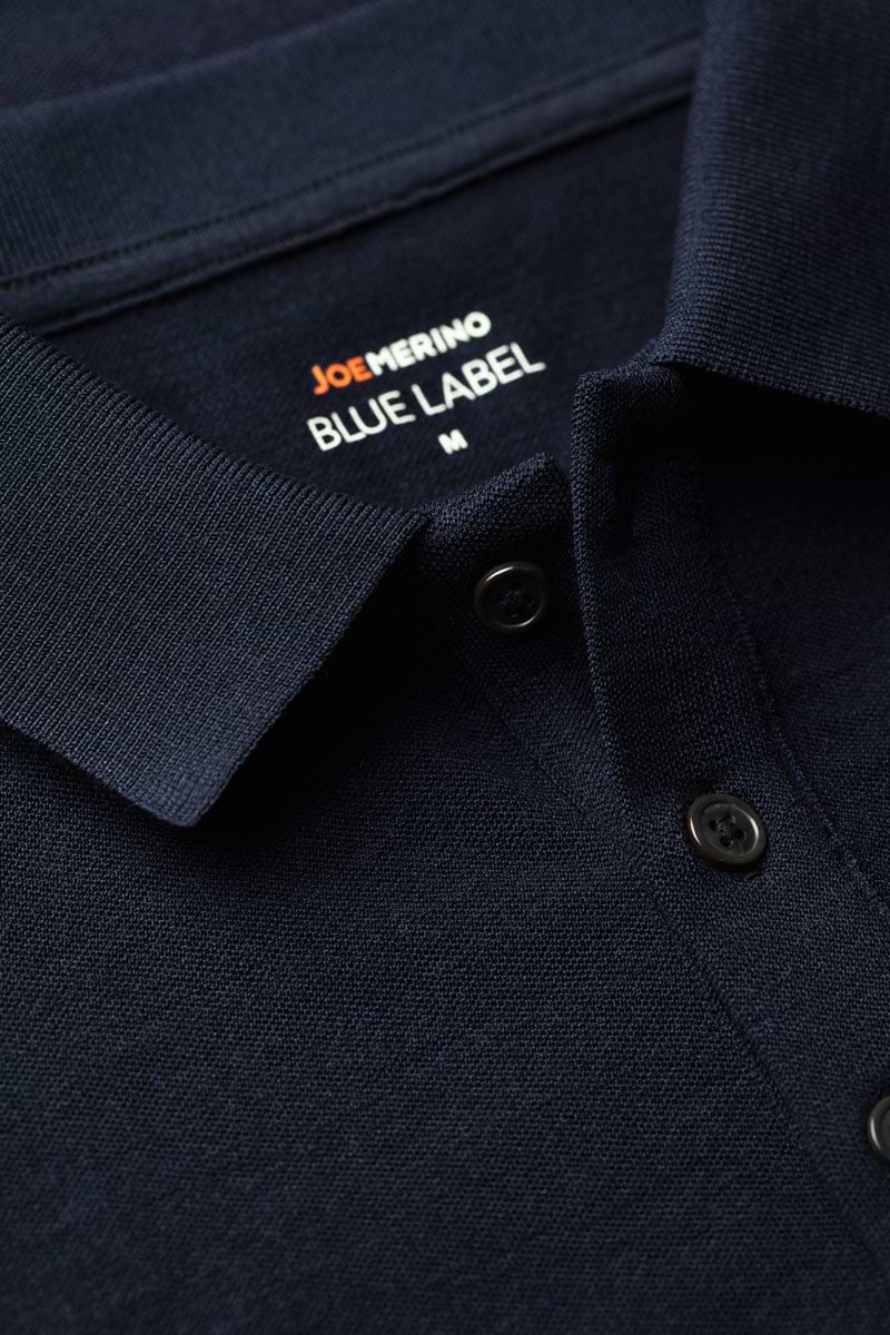 Blue Label Polo Pique Long Sleeve Navy Blue