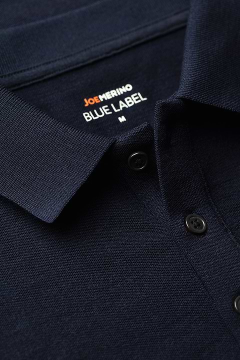 Blue Label Polo Pique Long Sleeve Navy Blue - Base Image