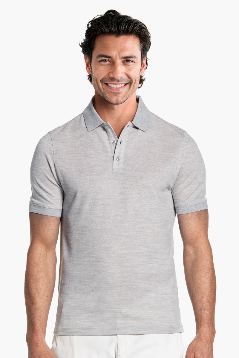 Blue Label Polo Pique Limestone Grey