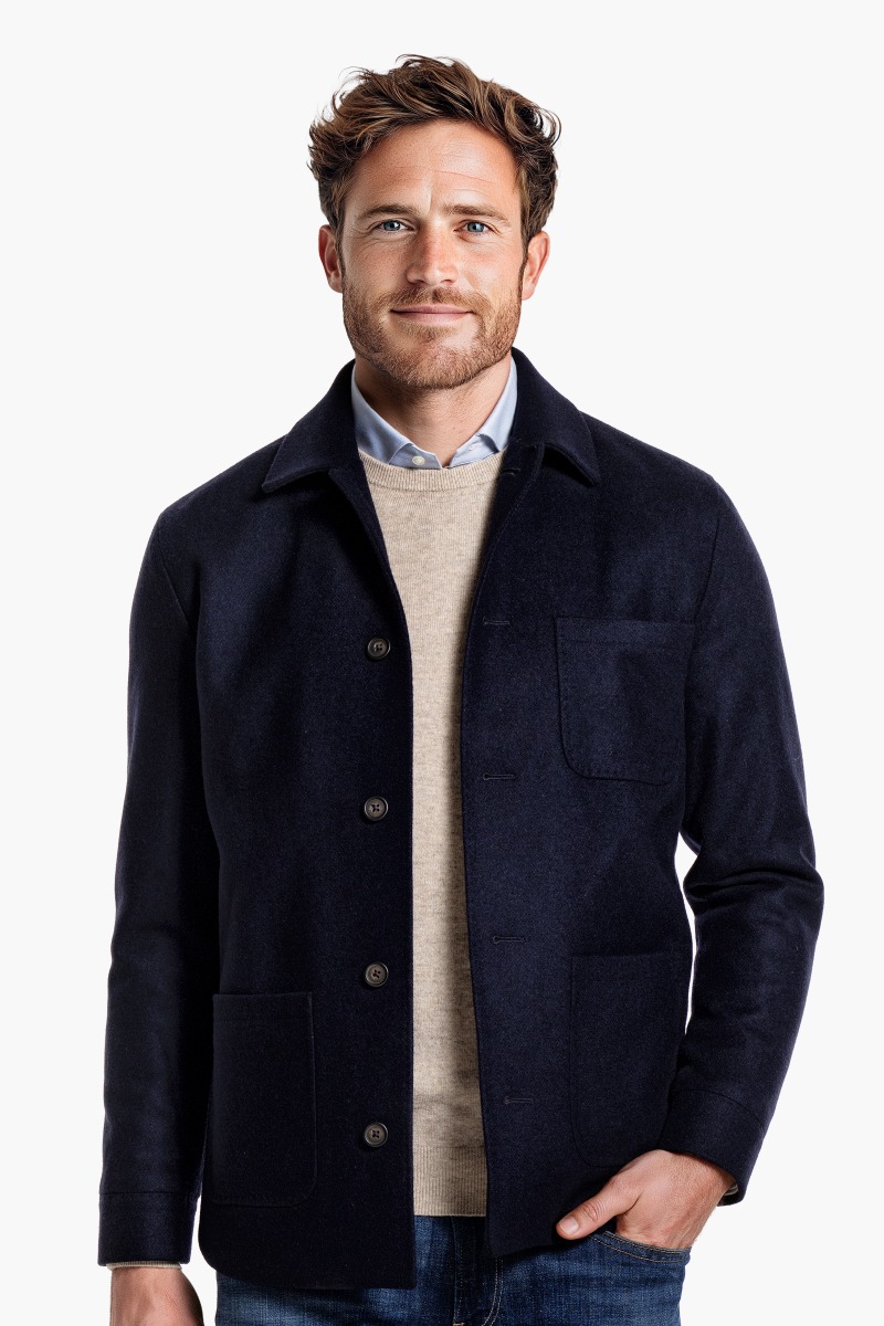 Boiled Wool Jacket Navy Blue