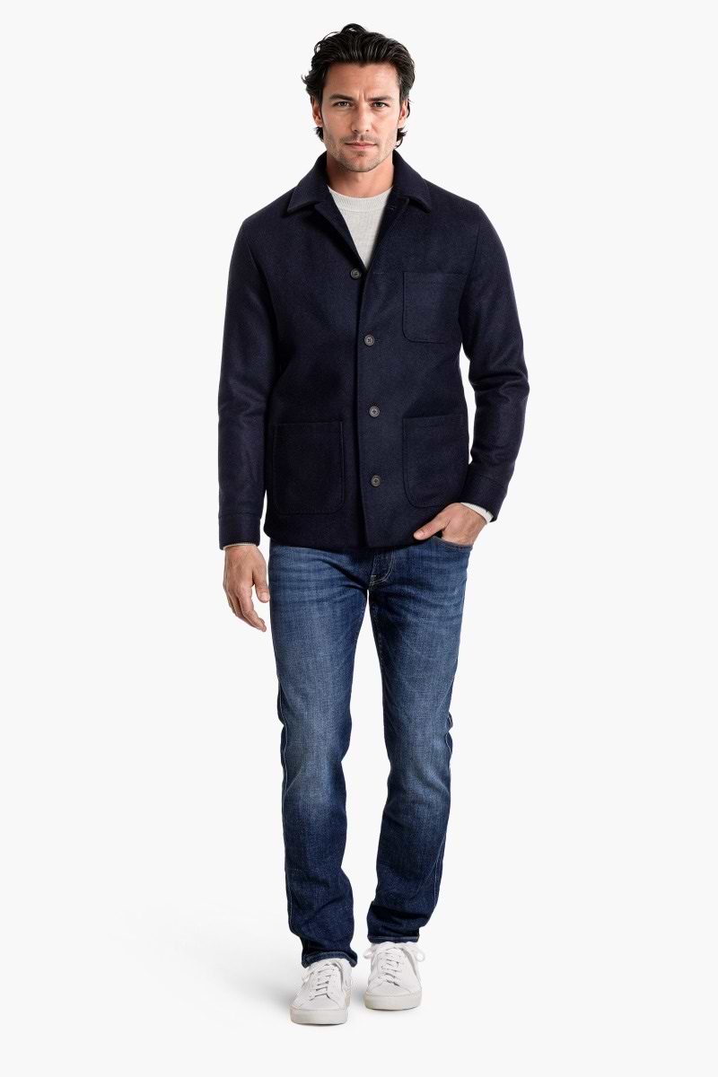Boiled Wool Jacket Navy Blue