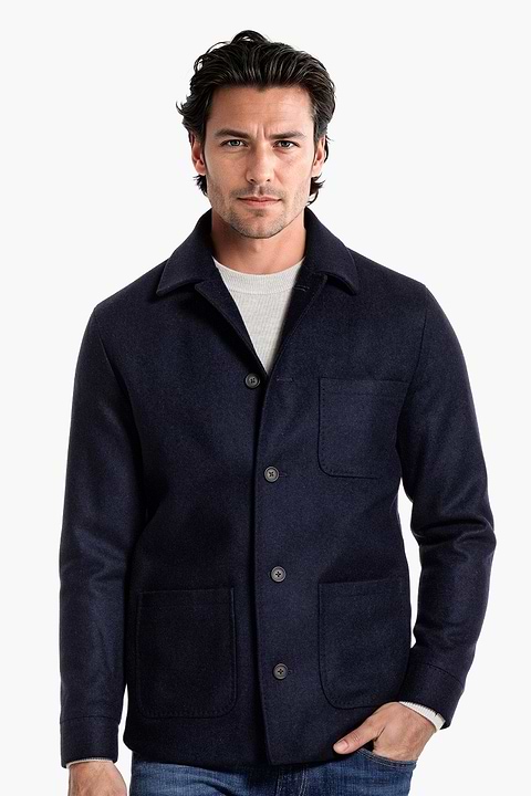 Boiled Wool Jacket Navy Blue - Base Image