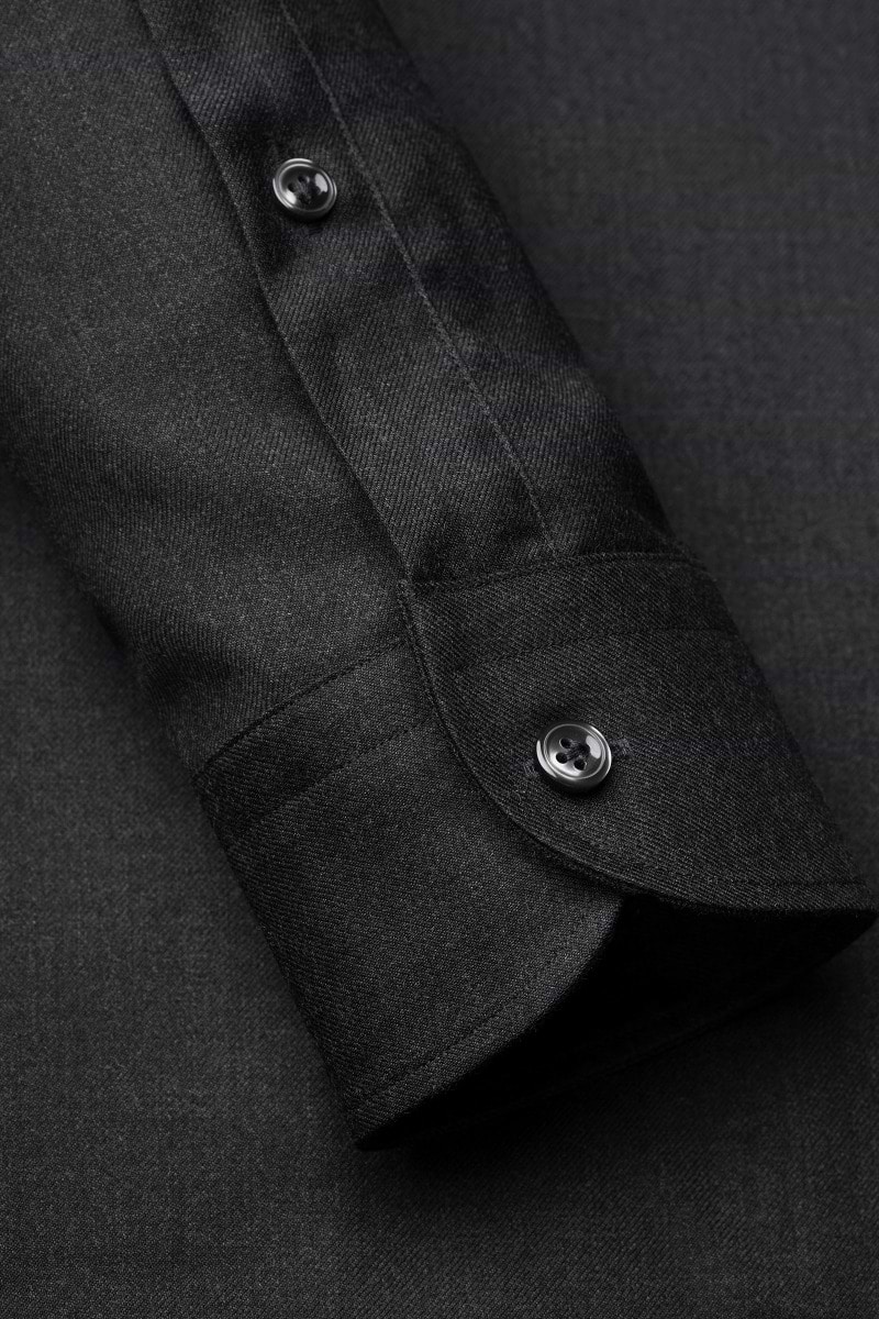 Brushed Woven Shirt Antracite Grey