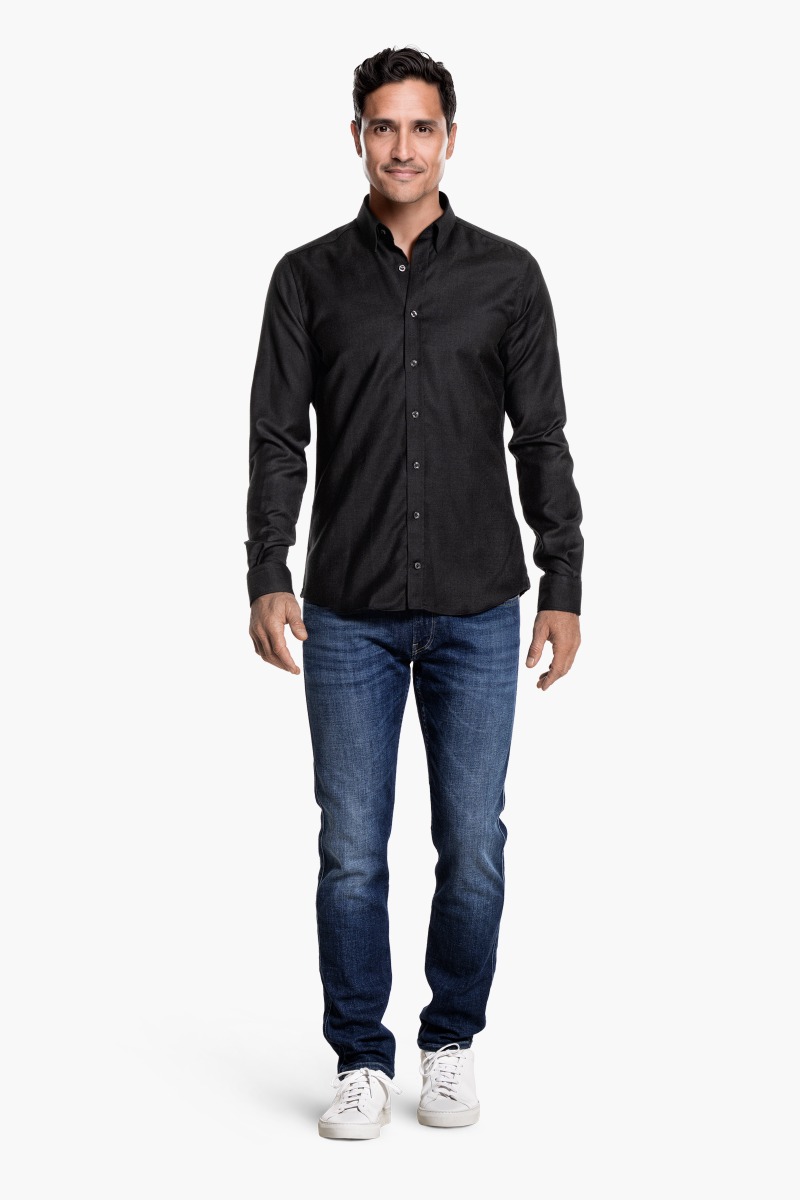 Brushed Woven Shirt Antracite Grey