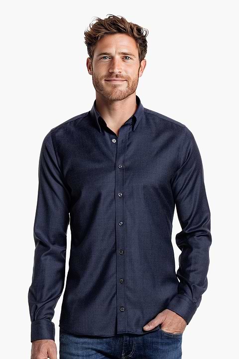 Brushed Woven Shirt Midnight Blue - Base Image