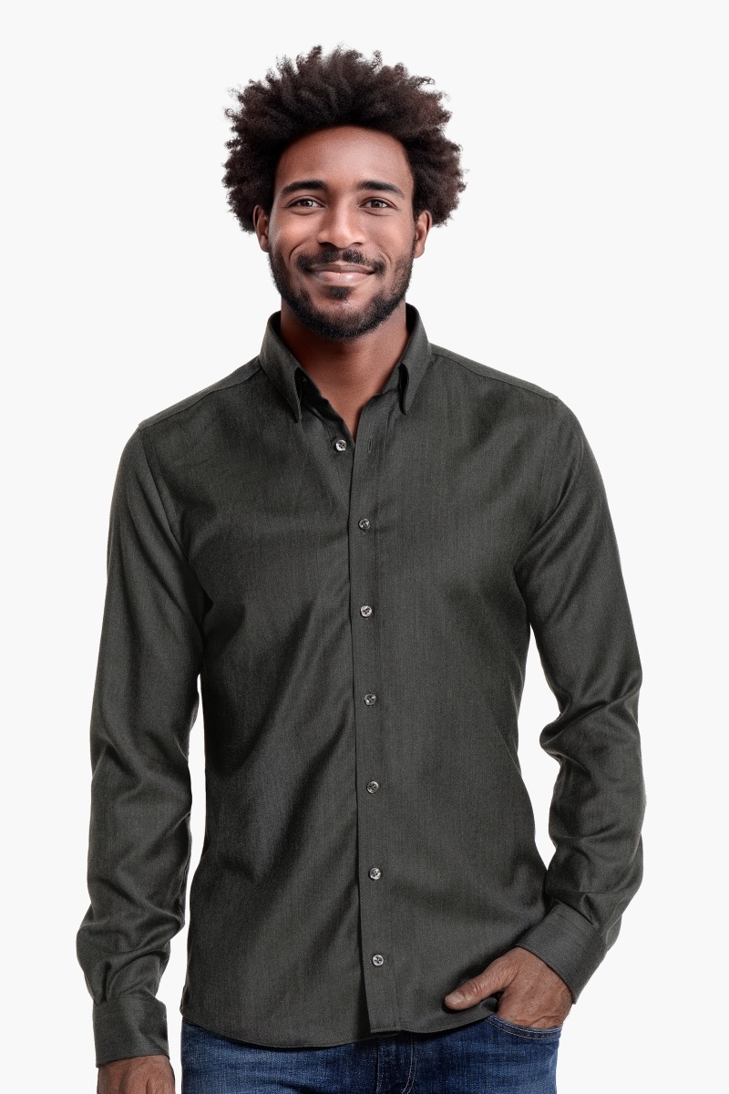 Brushed Woven Shirt Pine Green