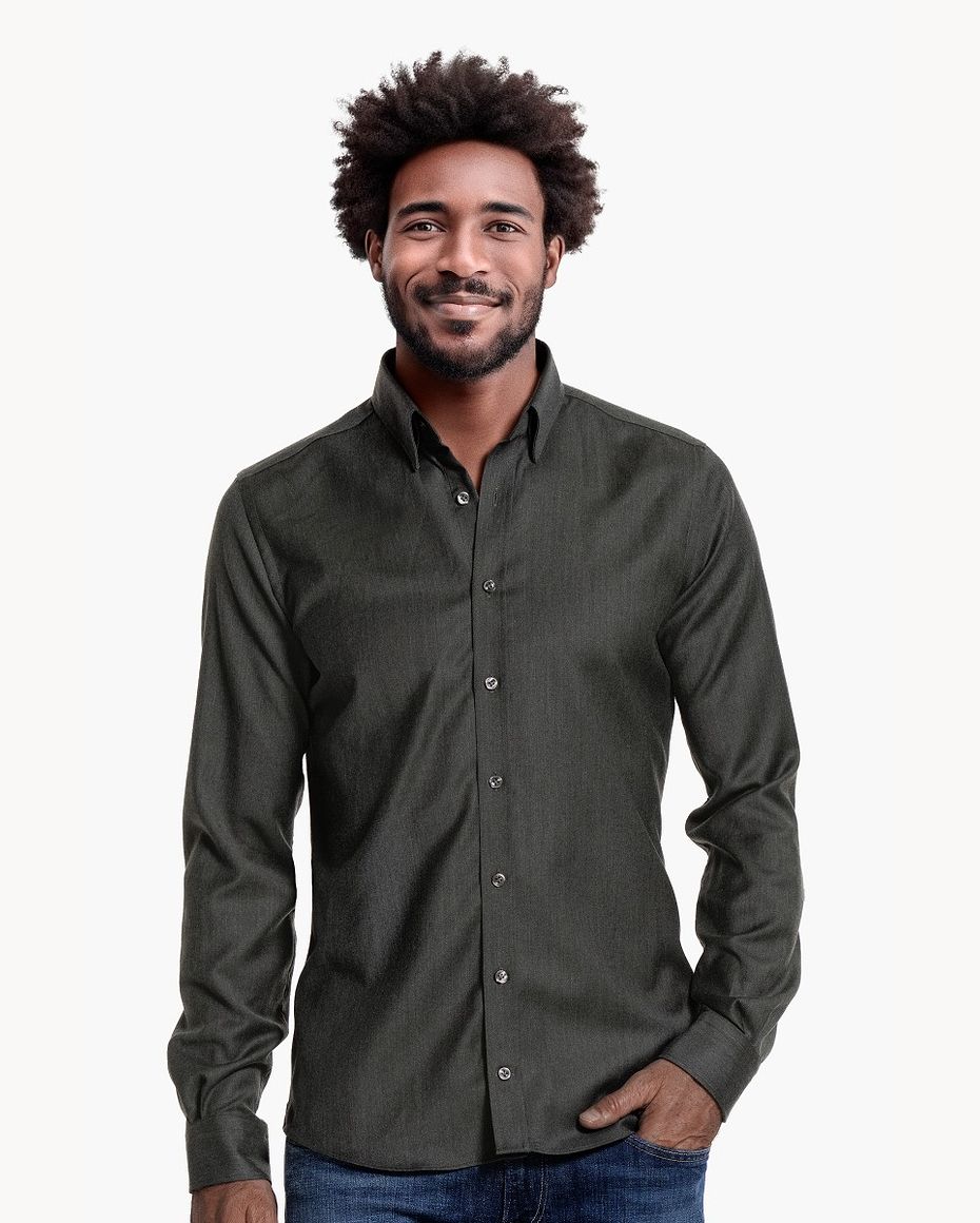 Brushed Woven Shirt Pine Green