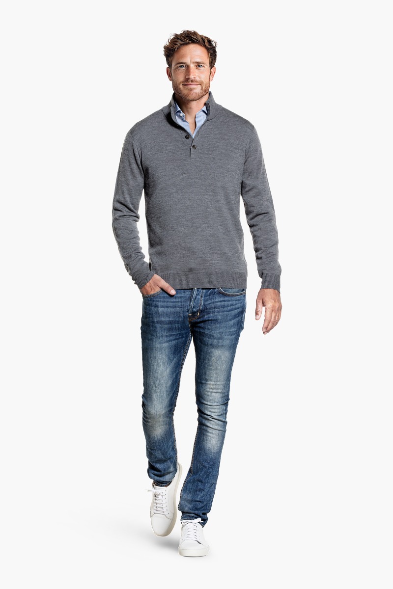 Button Easy Fit Harvard Grey