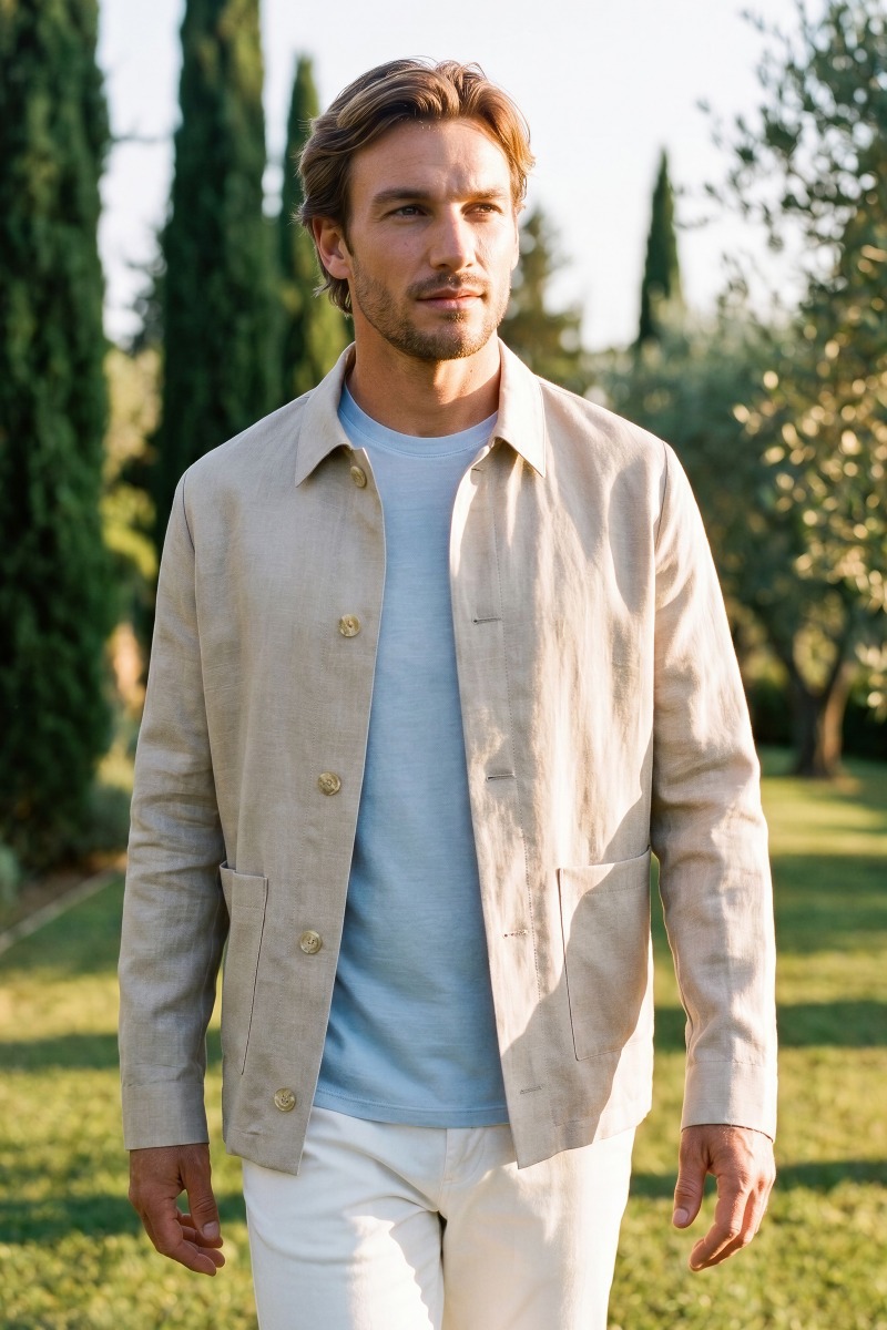 Wool Linen Overshirt Light Beige