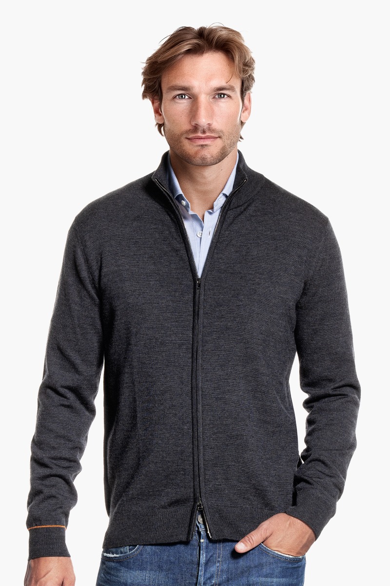 Joe Cardigan 2-Way Zip Antracite Grey