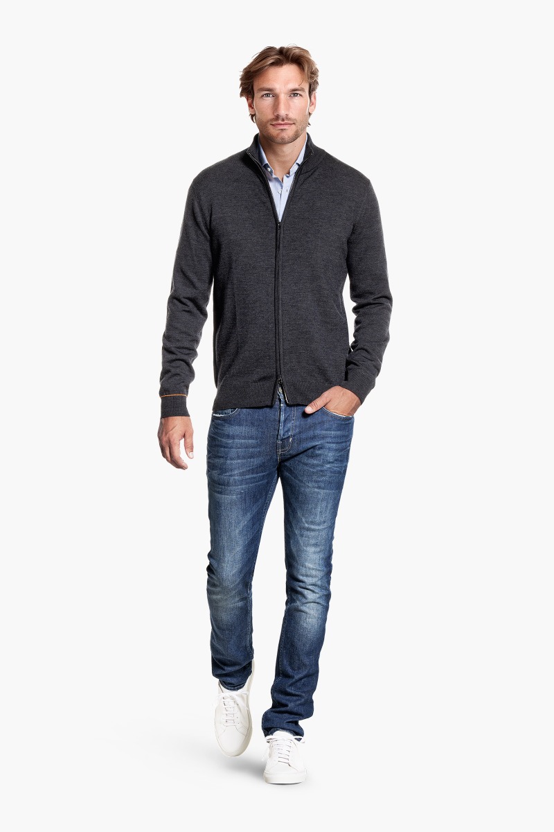 Joe Cardigan 2-Way Zip Antracite Grey