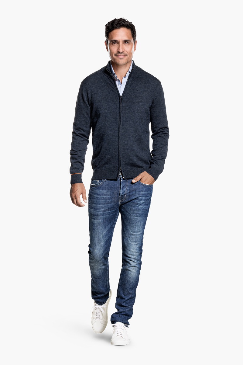 Joe Cardigan 2-Way Zip Blue Whale