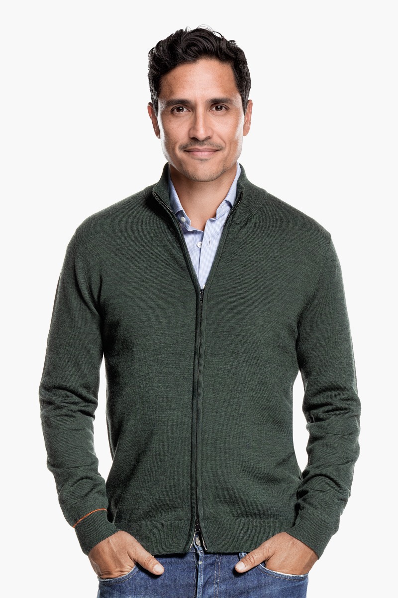 Joe Cardigan 2-Way Zip British Green