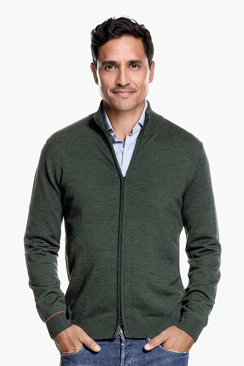 Joe Cardigan 2-Way Zip British Green - Base Image