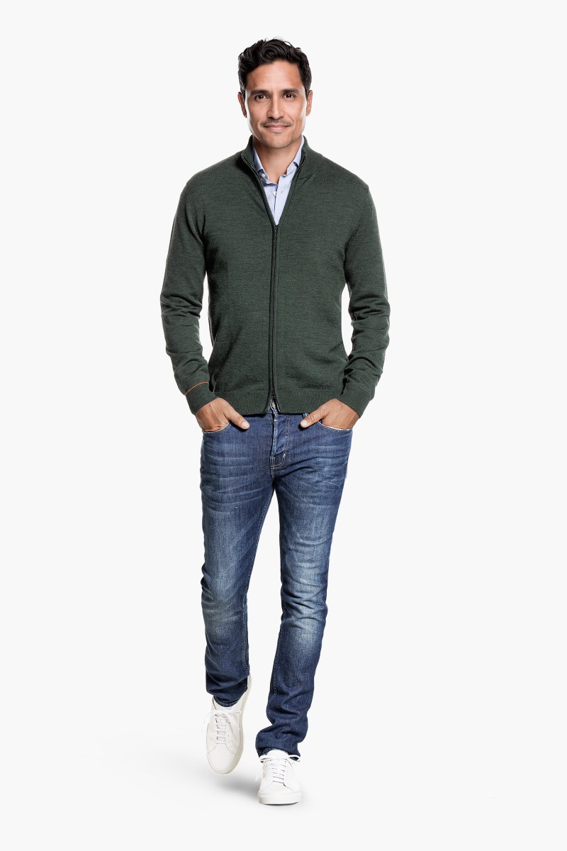Joe Cardigan 2-Way Zip British Green