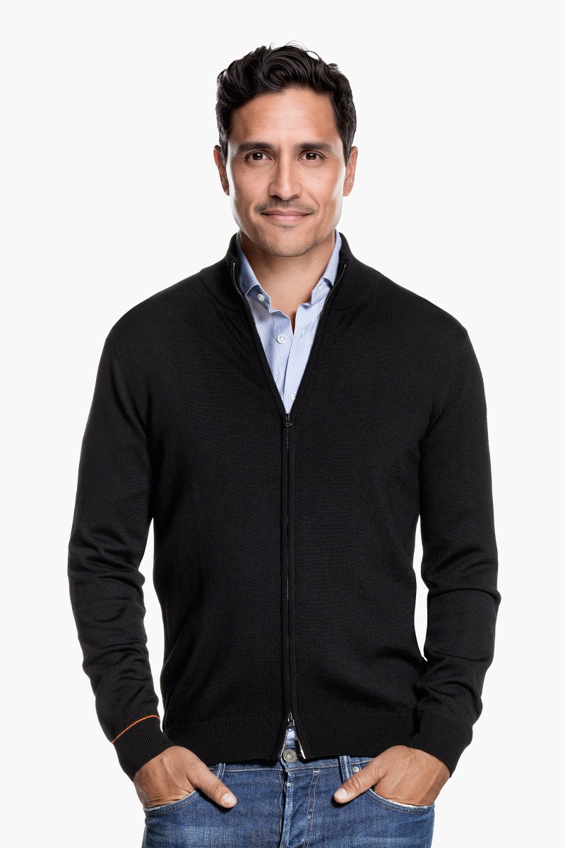 Joe Cardigan 2-Way Zip Deep Black