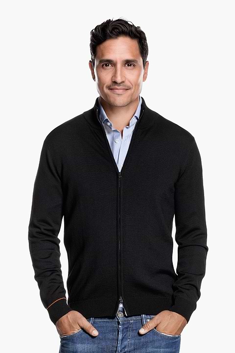 Joe Cardigan 2-Way Zip Deep Black - Base Image
