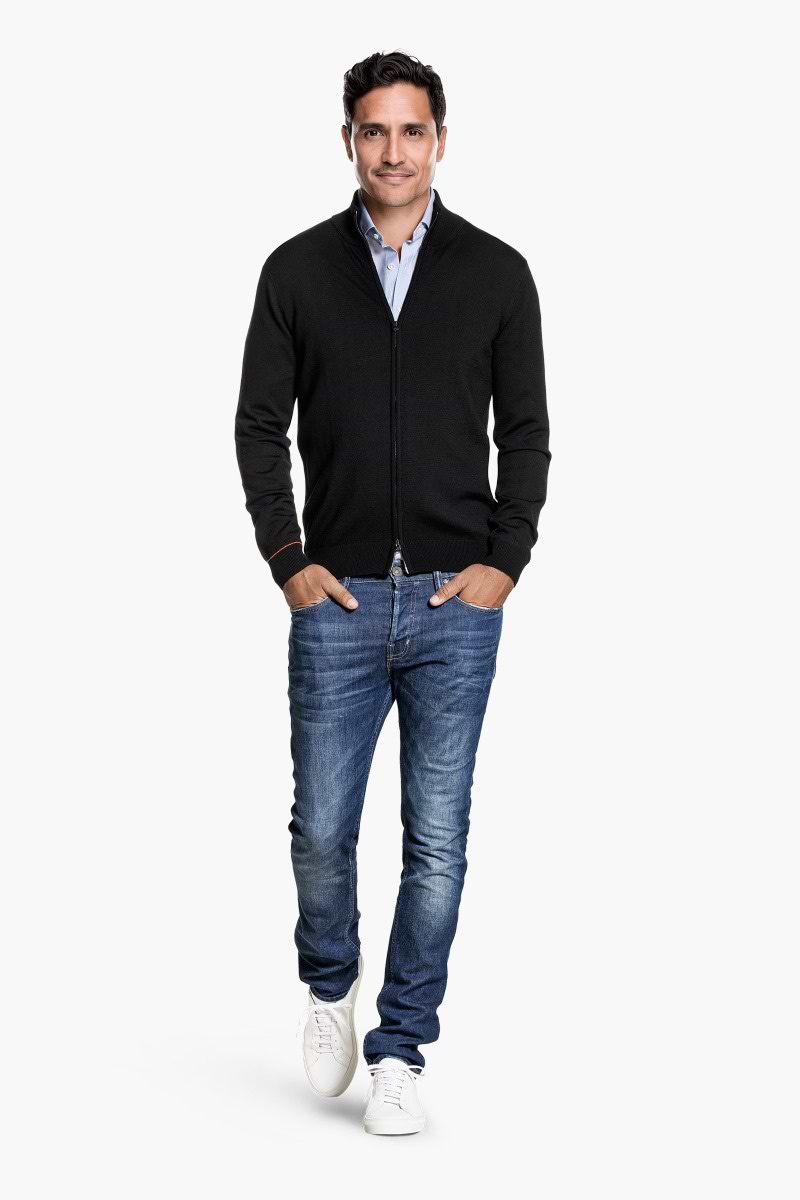 Joe Cardigan 2-Way Zip Deep Black