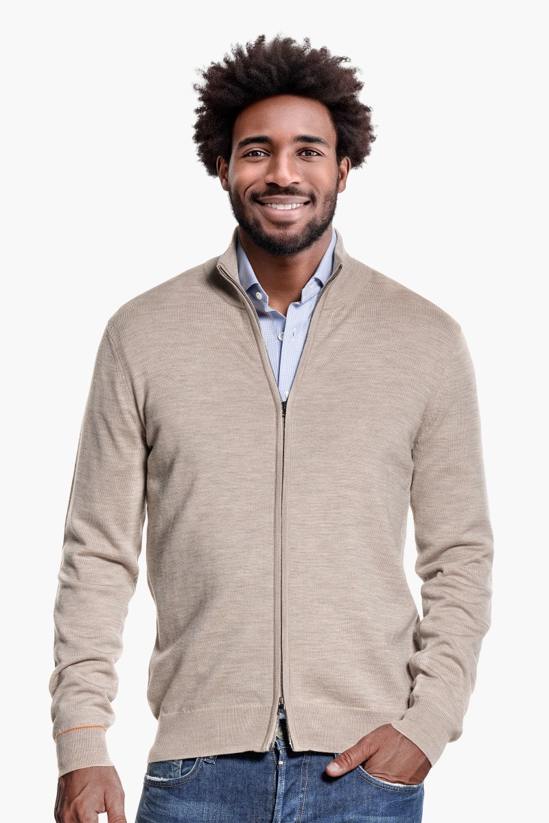 Joe Cardigan 2-Way Zip Desert Beige