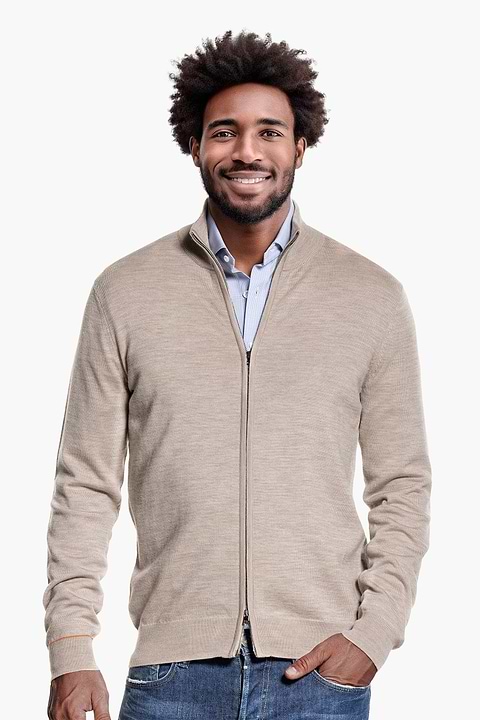 Joe Cardigan 2-Way Zip Desert Beige - Base Image