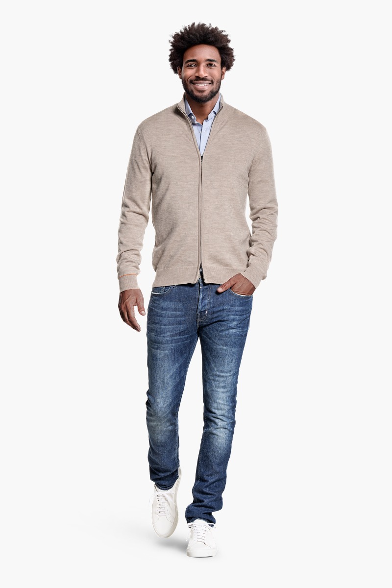 Joe Cardigan 2-Way Zip Desert Beige