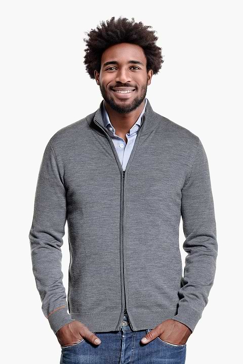 Joe Cardigan 2-Way Zip Harvard Grey - Base Image