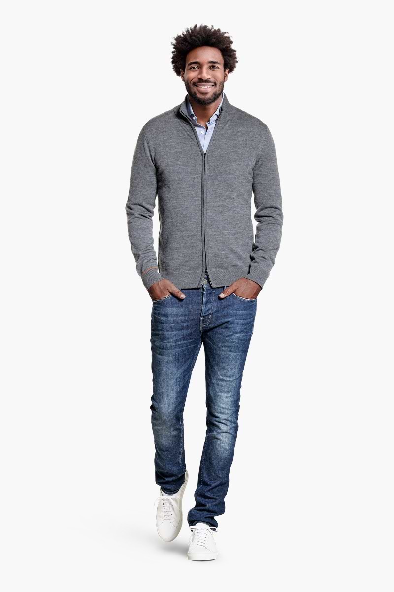 Joe Cardigan 2-Way Zip Harvard Grey