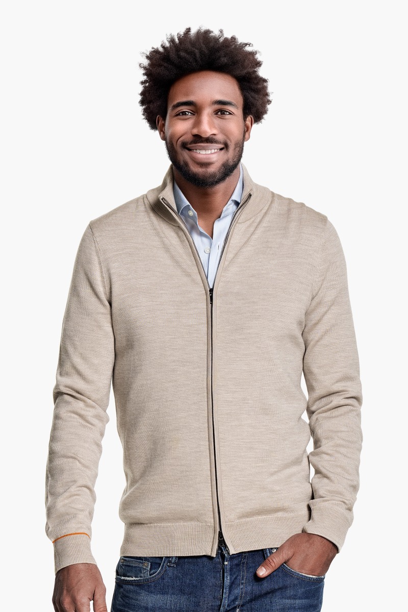 Cardigan 2-Way Zip Limestone Beige