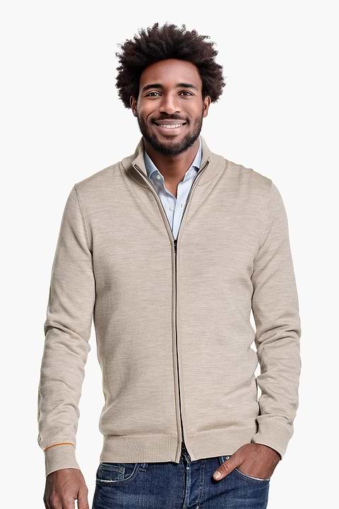 Cardigan 2-Way Zip Limestone Beige - Base Image
