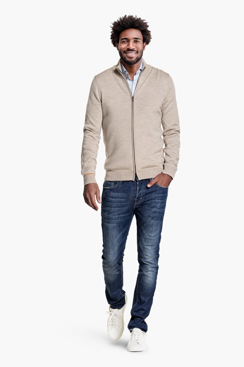 Cardigan 2-Way Zip Limestone Beige