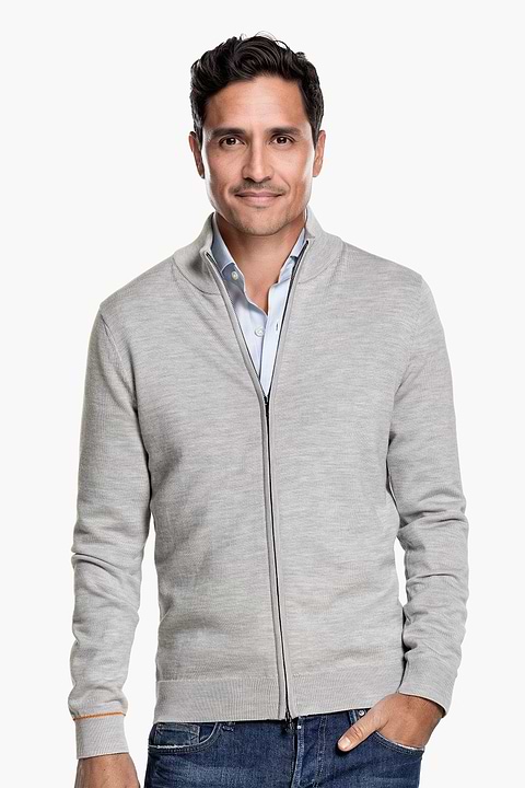 Cardigan 2-Way Zip Limestone Grey - Base Image