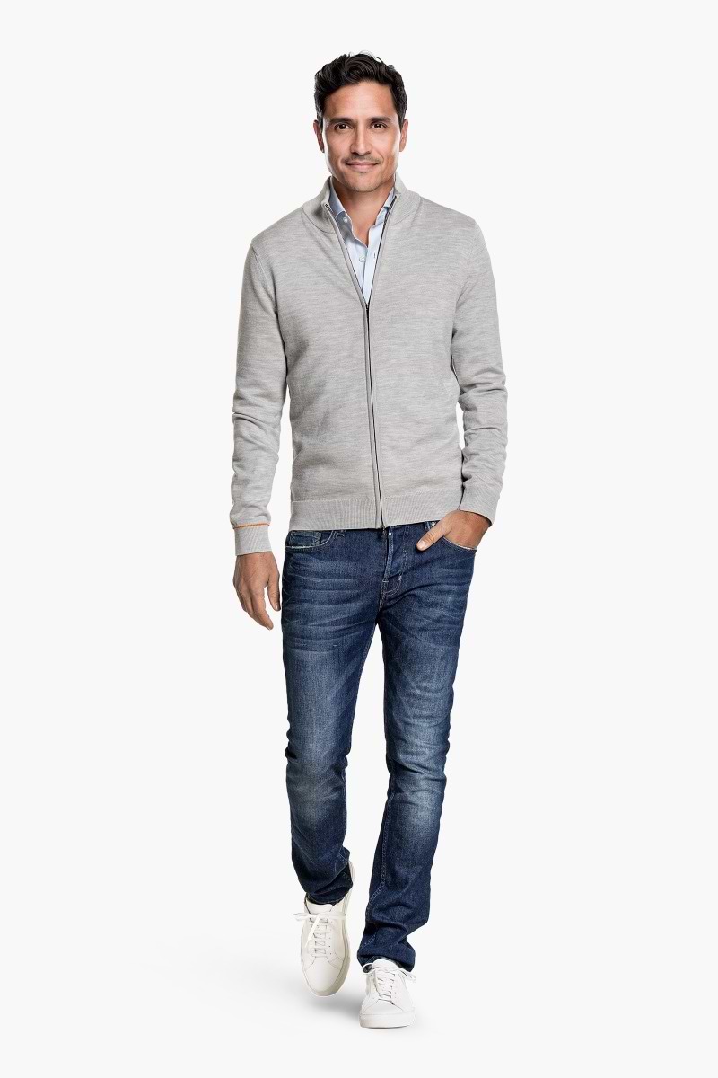 Cardigan 2-Way Zip Limestone Grey