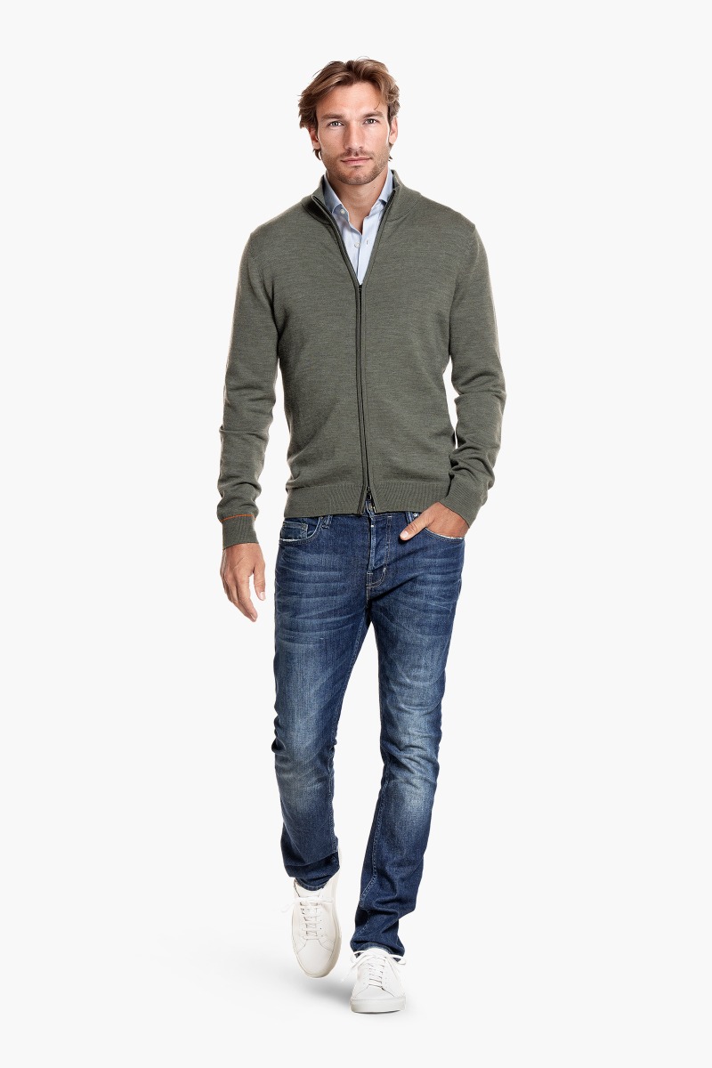 Joe Cardigan 2-Way Zip Million Dollar Green