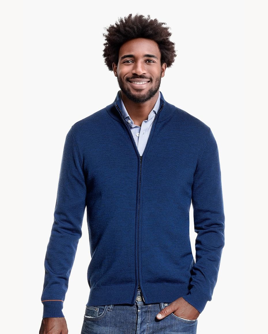 Joe Cardigan 2-Way Zip New Navy