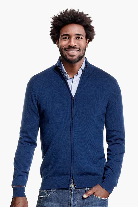 Joe Cardigan 2-Way Zip New Navy - Base Image